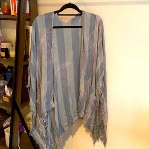 Pale blue and pink poncho/shawl